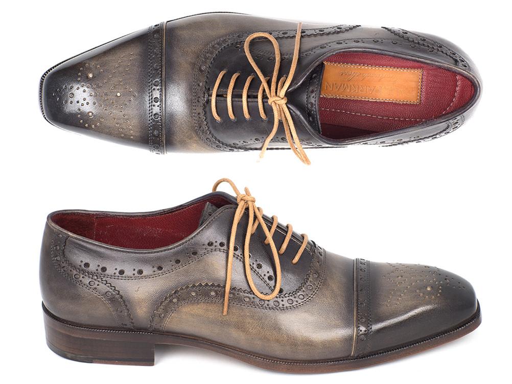 Paul Parkman "024-GRAY" Grey Genuine Leather Captoe Shoes.